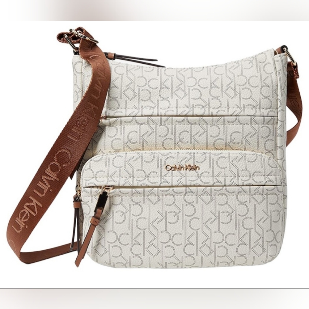 CALVIN KLEIN Kiara Monogram Faux Leather Crossbody Bag